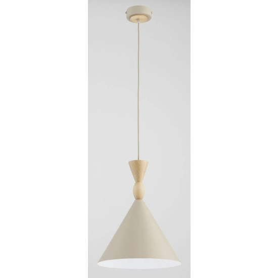 Lampa wisząca Feryt 1xE27 beżowa/drewniana 61596 ALFA
