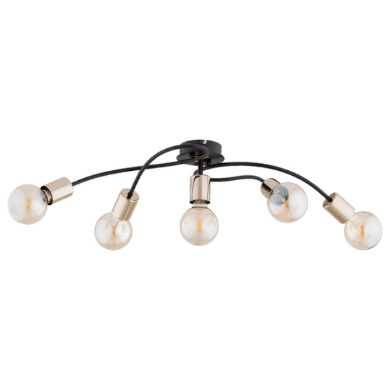 Lampa sufitowa GERSO CZARNA & ZŁOTA 5xE27 63287 ALFA