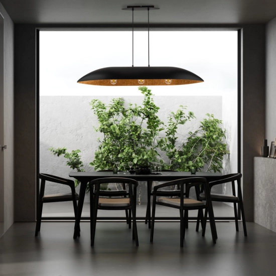 Lampa Wisząca Czarna Złota GONDOLA L 40632 SIGMA