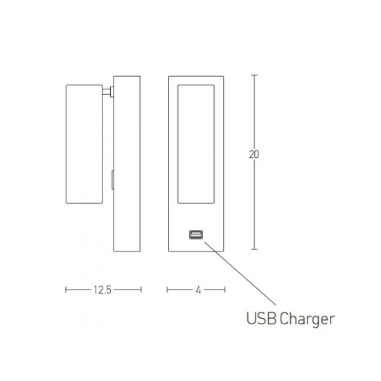 H35 HOTEL SCONCE LED 3W BLACK MATT - USB Zambelis Lights