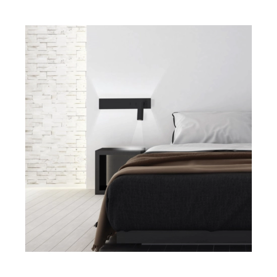 H54 HOTEL SCONCE LED 3W+10W BLACK MATT Zambelis Lights