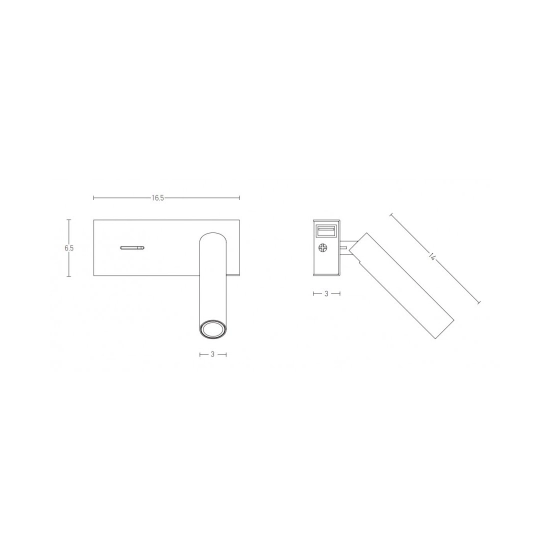 H75 HOTEL SCONCE LED 3W SANDY BLACK WITH USB Zambelis Lights