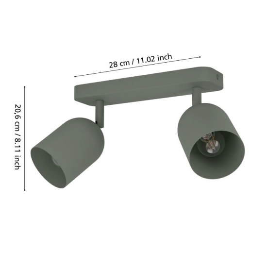 TILSTON Spot 2XE14 Zielony IP20 / Listwa ścienna-sufitowa 44133 EGLO