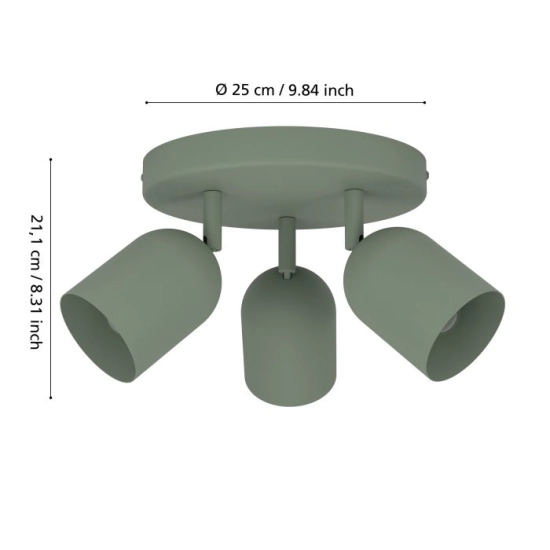 TILSTON Spot 3XE14 Zielony IP20 / Lampa sufitowa 44134 EGLO
