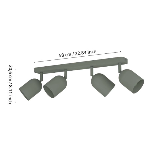TILSTON Spot 4XE14 Zielony IP20 / Listwa sufitowa 44135 EGLO