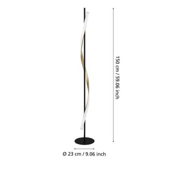 CONAPRATO Lampa podłogowa LED czarny/mosiądz 2500lm 2700-6500K 902138 EGLO