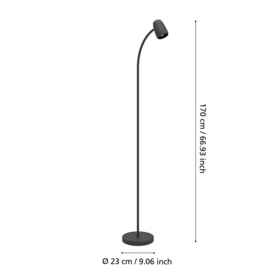 CARLO Lampa podłogowa E14 Czarna 902172 EGLO