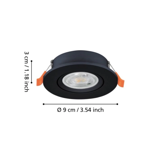 BARRANCO Oprawa do zabudowy LED-CCT Ø90 Czarny 902264 EGLO
