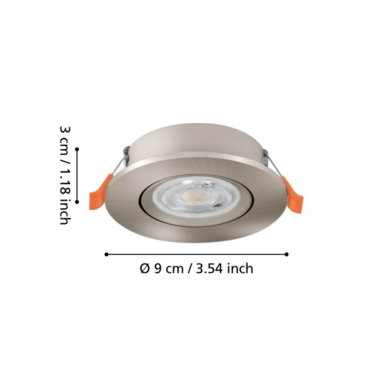 BARRANCO Oprawa do zabudowy LED-CCT Ø90 Nikiel mat 902267 EGLO