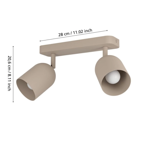 TILSTON Spot 2XE14 Piaskowy IP20 / Listwa ścienna-sufitowa 44162 EGLO