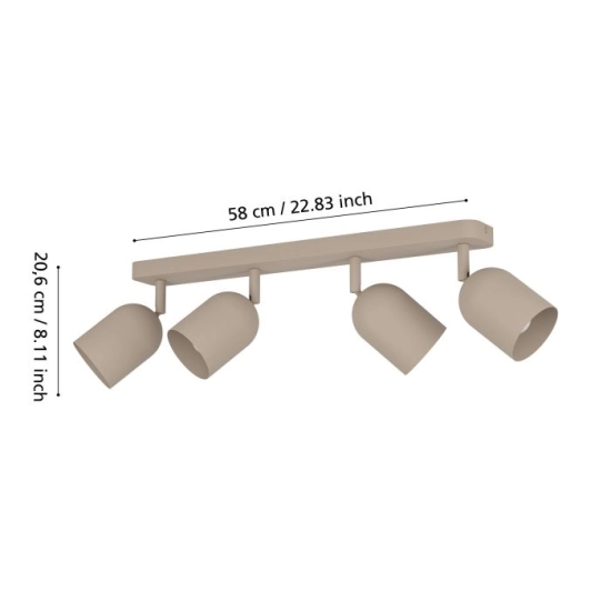 TILSTON Spot 4XE14 Piaskowy IP20 / Listwa sufitowa 44164 EGLO