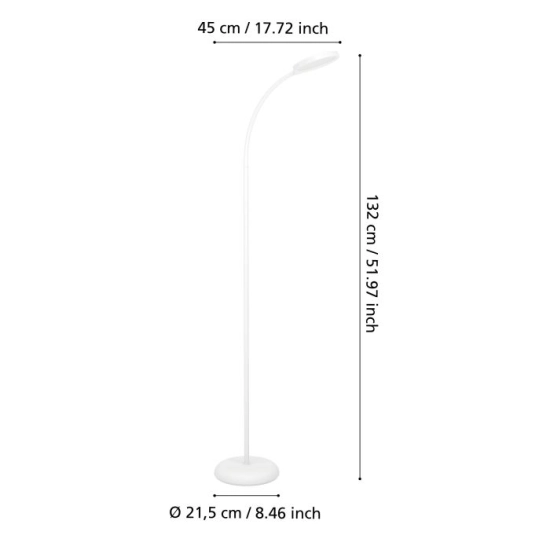 LAURO Lampa podłogowa LED biała 600lm 2700/4000/6500K 902179 EGLO