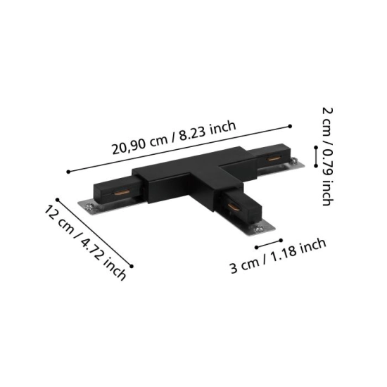 EASYT T-CONNECTOR łącznik czarny do systemu szynowego easy Track / akcesoria 902326 EGLO