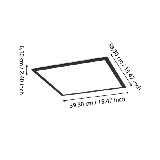 MORADILLO Plafon LED 39,5 cm czarny kwadratowy oprawa sufitowa 902369 EGLO