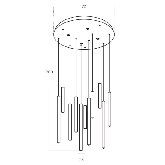 Lampa wisząca ILIOS 12 PENDANT 3-STEP DIMM AZ5745 AZZARDO