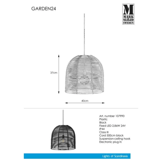 kinkiecik.pl Lampa wisząca 40 cm GARDEN 24 107990 Markslojd