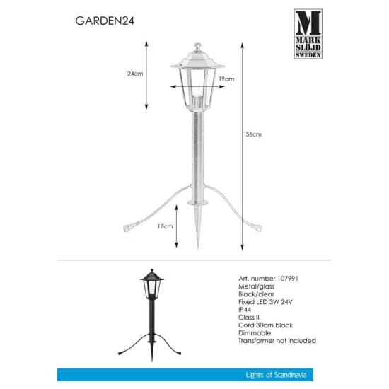 kinkiecik.pl Lampa stojąca czarna GARDEN 24 107991 Markslojd