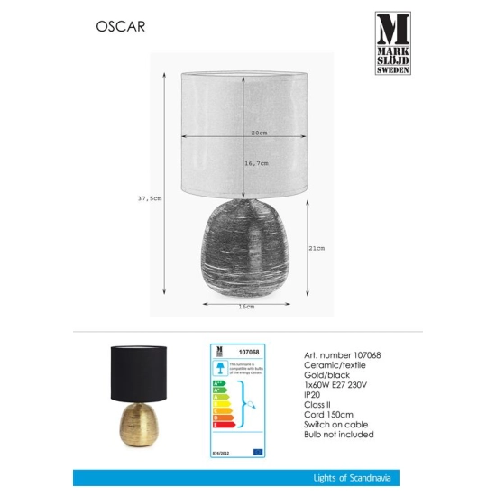 kinkiecik.pl Lampa stołowa OSCAR 107068 Markslojd