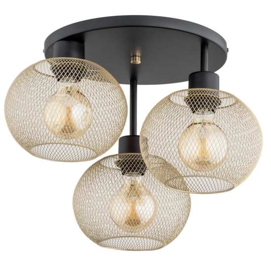 Lampa sufitowa KERSO CZARNO-ZŁOTA 3xE27 43cm 62348 ALFA