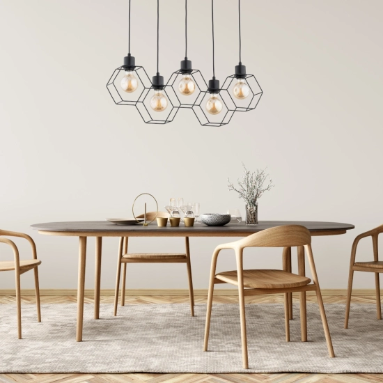 Lampa wisząca KOMBI CZARNA 5xE27 63175 ALFA