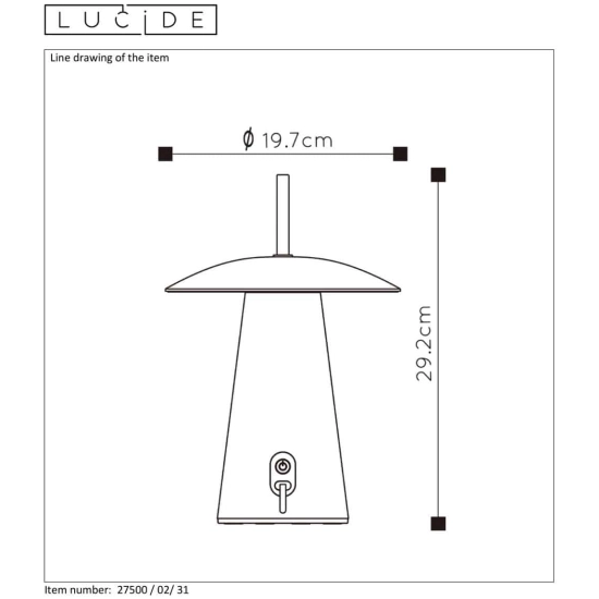 Lampa stołowa LA DONNA Ø 19,7cm LED Dim.1x2W 2700K IP54 3 StepDim biały 27500/02/31 Lucide - zdjęcie dodatkowe 4