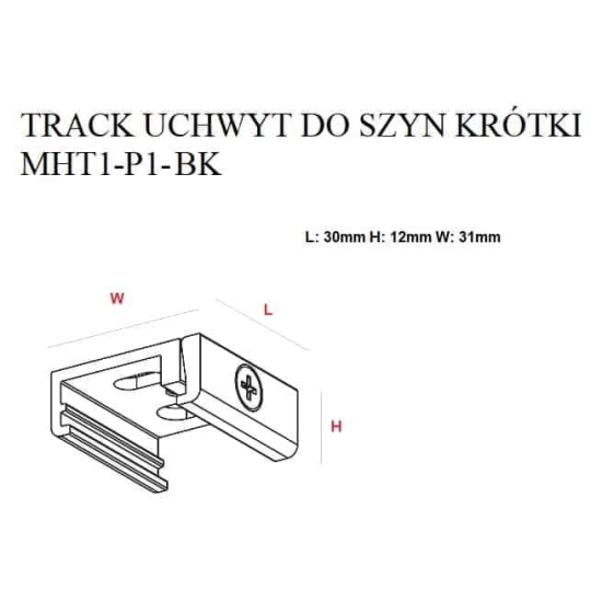 UCHWYT DO SZYN KRÓTKI CZARNY MHT1-P1-BK MaxLight - zdjęcie dodatkowe 1