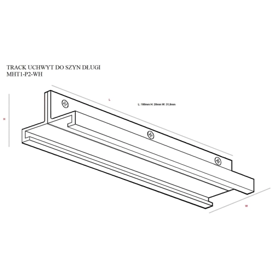 UCHWYT DO SZYN DŁUGI BIAŁY MHT1-P2-WH MaxLight - zdjęcie dodatkowe 1