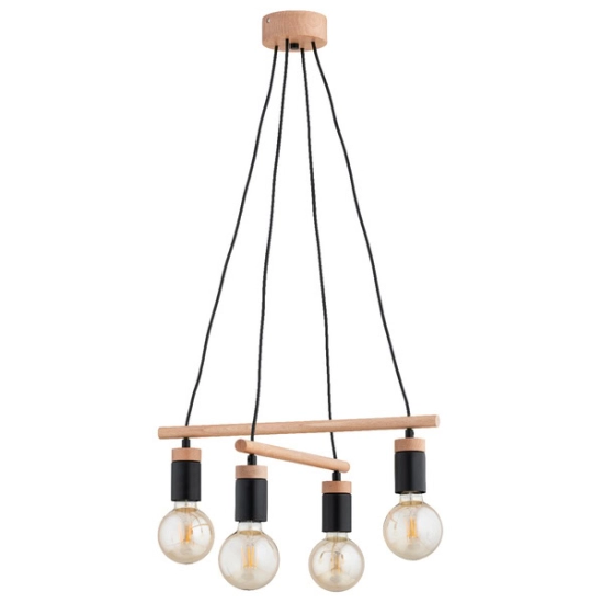Lampa wisząca MILTO DREWNIANA 4xE27 63298 ALFA