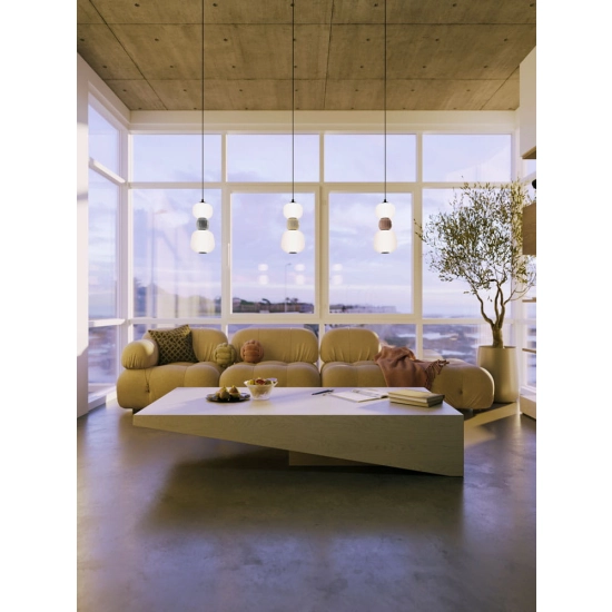 Lampa wisząca Modern 13w, Opal + Medium Brown P0628 MaxLight