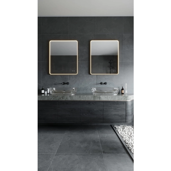 Mirror Prostokąt 76x91cm czarne lustro podświetlane W0384 MaxLight
