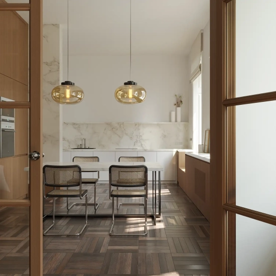 Lampa Wisząca Moonstone Amber Glass+black Marble P0516 MAXLIGHT - zdjęcie produktu
