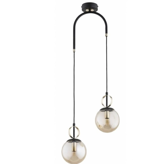 Lampa wisząca Morena 2xE14 czarna mix bursztyn 62662 ALFA