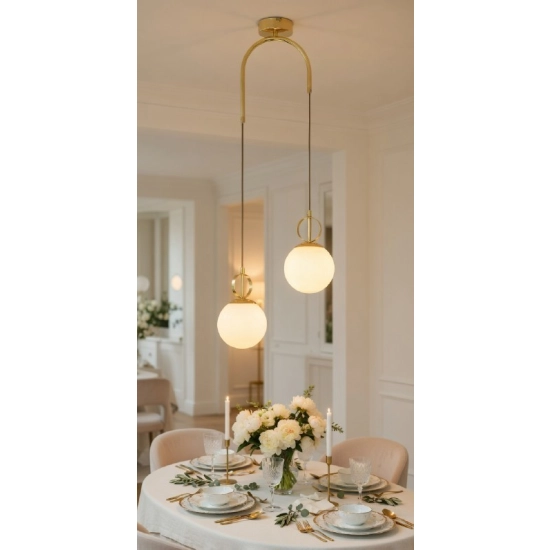 Lampa wisząca Morena 2xE14 złota biała 62663 ALFA