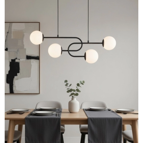 Lampa wisząca Nari 4xE14 czarna biała 63372 ALFA