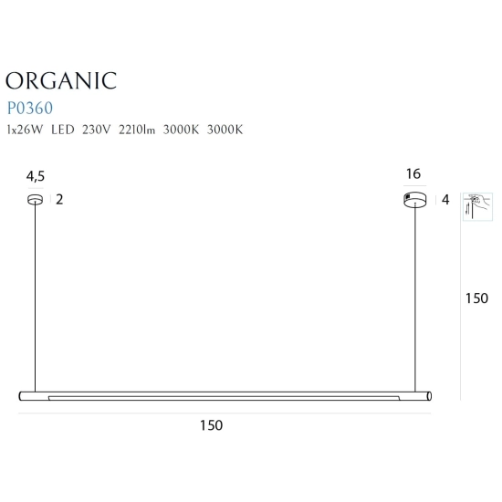 Organic Horizon P0360D Lampa Wiszaca Ściemnialna Złota MaxLight