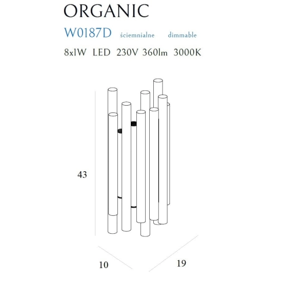 Organic Gold W0187D kinkiet z funkcją ściemniania światła MAXLIGHT