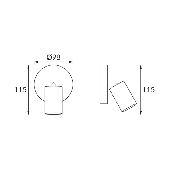 Oprawa ścienno-sufitowa UNO E27 1C BLACK Czarny Ideus Strühm - 03813 - - - - wysyłka 24 H - - - -