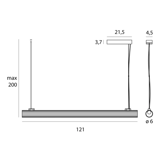 Lampa Wisząca Fayette 121CM 20W 3000K Czarny IP44 P0621 MaxLight