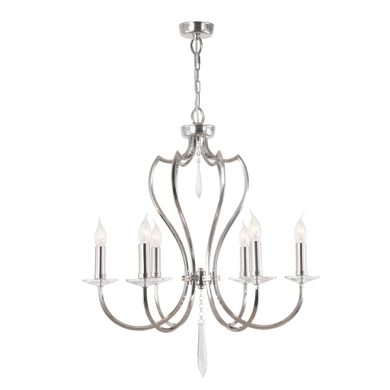 kinkiecik.pl Żyrandol Pimlico – 6 źródeł światła – Polerowany nikiel PM6-PN Elstead Lighting