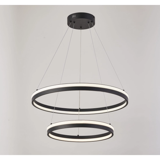 Proxima - lampa wisząca LED czarny mat ringi 40+60cm zapalane osobno 343702-30 REALITY