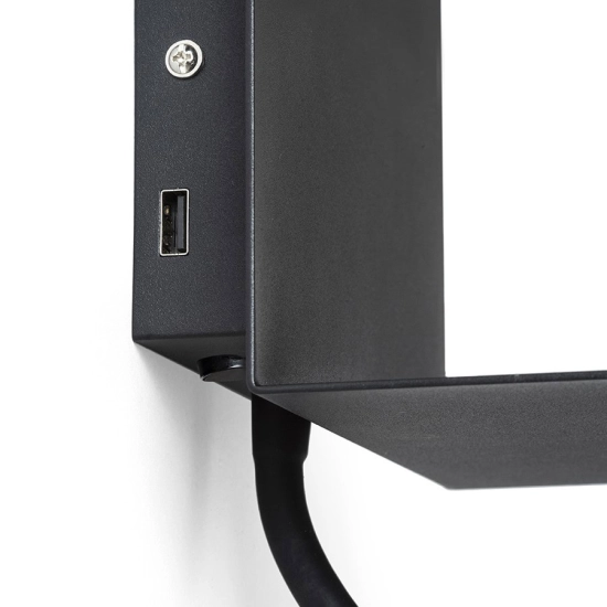 ROSTAM ścienna z USB czarna 230V LED 2x3W 3000K R13571 Rendl light studio