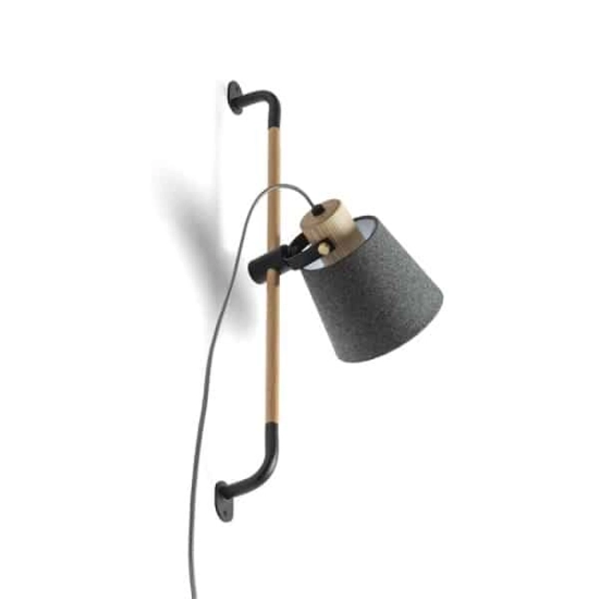 kinkiecik.pl CHOUPETTE ścienna regulowana szaroczarna textil/drewno 230V E27 15W R13649 Rendl light studio