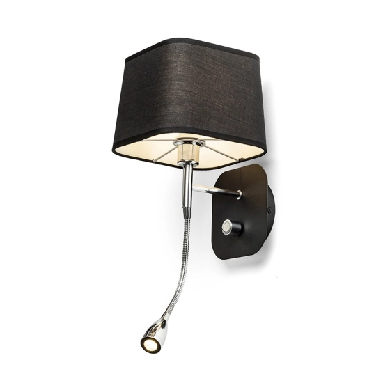 PERTH ścienna z reflektorem LED czarna/czarna chrom 230V LED E14 LED 7+3W 30° 3000K R13662 Rendl light studio