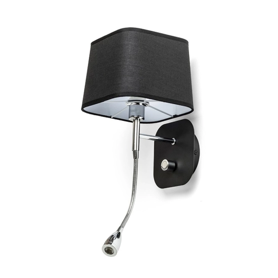 PERTH ścienna z reflektorem LED czarna/czarna chrom 230V LED E14 LED 7+3W 30° 3000K R13662 Rendl light studio
