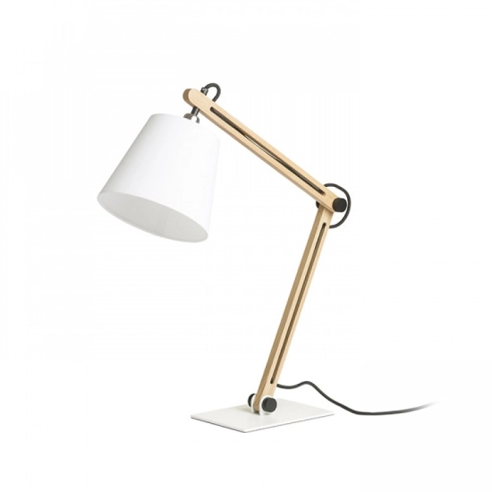 NIZZA stołowa Polycotton biała/drewno 230V LED E14 7W R14031 Rendl light studio