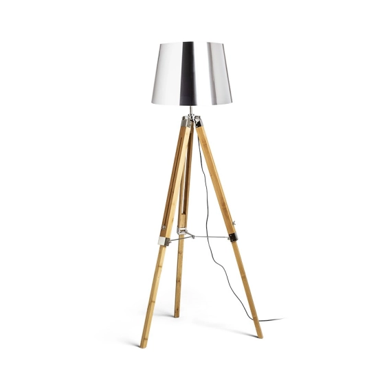 ALVIS/ILUSION podłogowa folia chromowana/bambus 230V LED E27 15W R14045 Rendl light studio