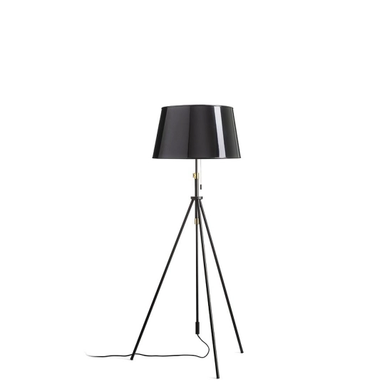 LUTON/RIDICK podłogowa błyszcząca czarna folia złota/czarna/metal 230V LED E27 15W R14066 Rendl light studio