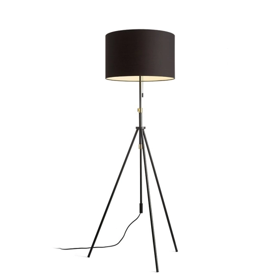 LUTON/RON 55 podłogowa Polycotton czarna/czarna/metal 230V LED E27 15W R14068 Rendl light studio