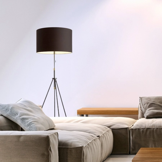 LUTON/RON 55 podłogowa Polycotton czarna/czarna/metal 230V LED E27 15W R14068 Rendl light studio