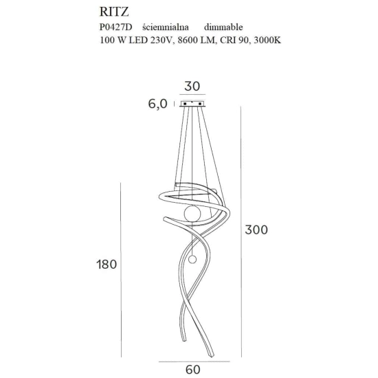 RITZ P0427D LAMPA WISZĄCA MaxLight - zdjęcie dodatkowe 4